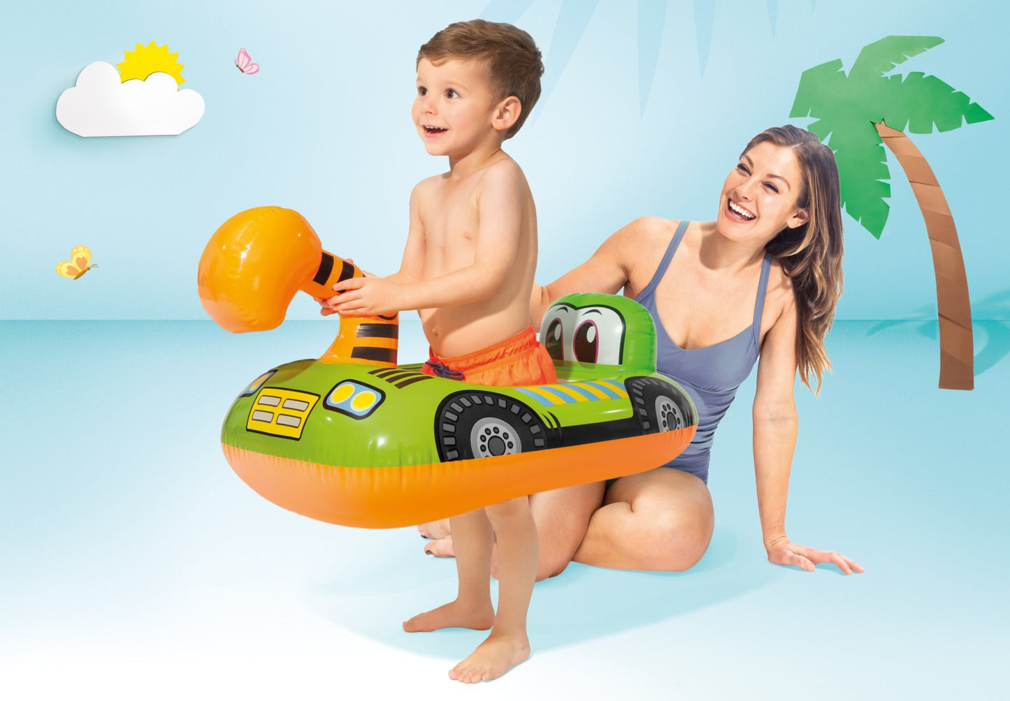 SALVAVIDAS CON BOMBACHAS VEHÍCULOS INTEX
