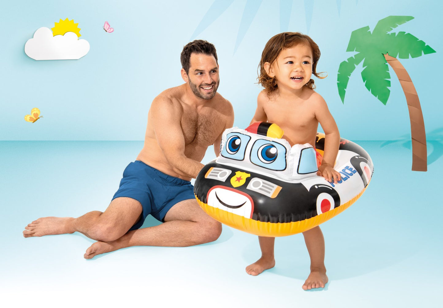 SALVAVIDAS CON BOMBACHAS VEHÍCULOS INTEX