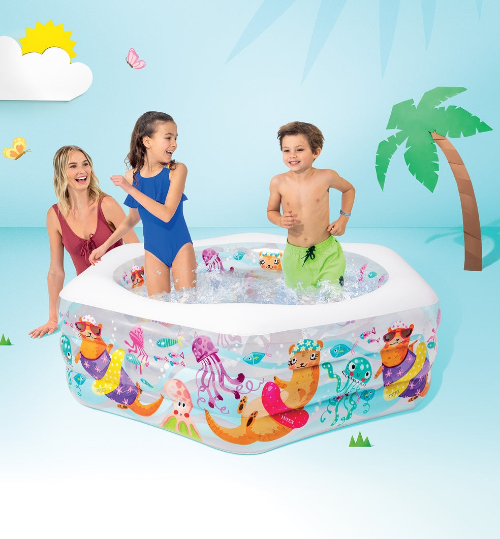 PISCINA INFALABLE ACUARIO HEXAGONAL INTEX