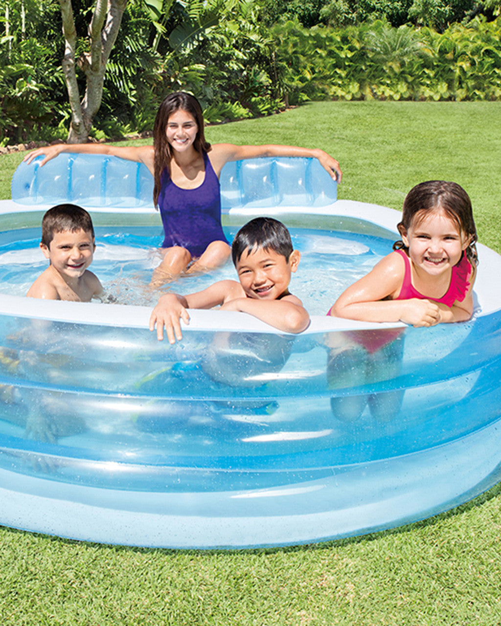 PISCINA FAMILIAR REDONDA CON ASIENTO