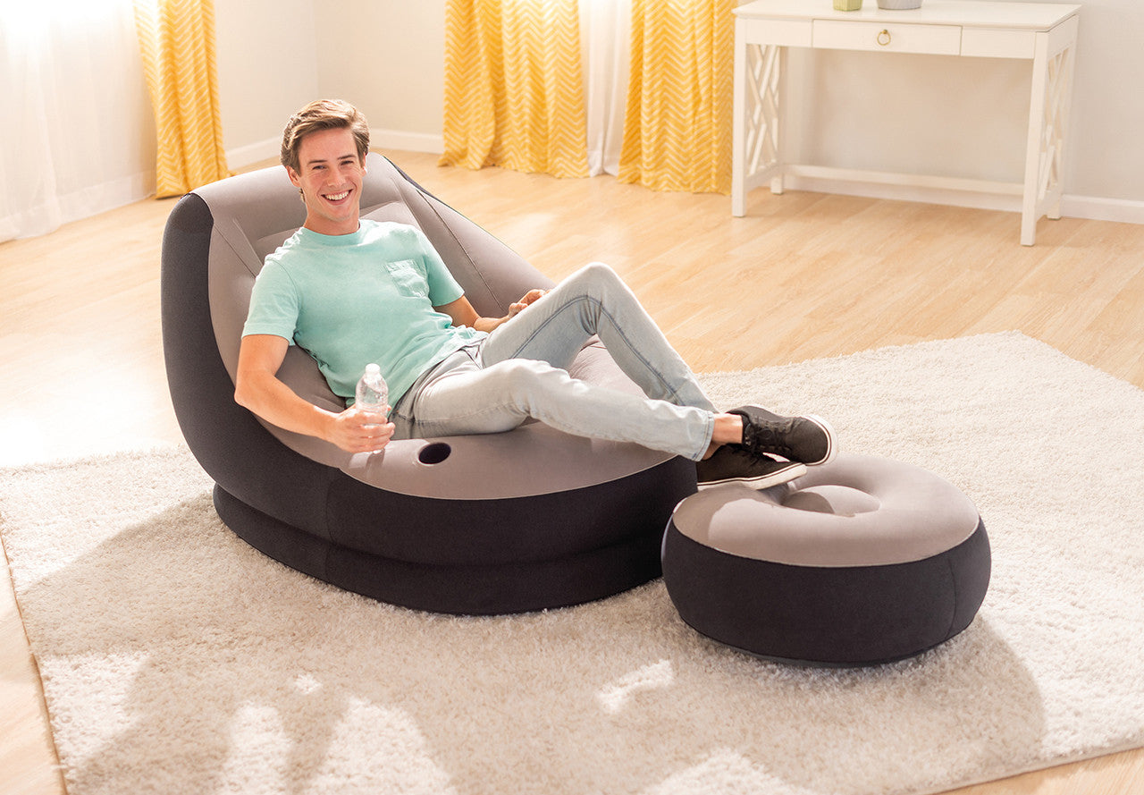 SILLÓN INFLABLE CON APOYA PIES Y POSA VASO