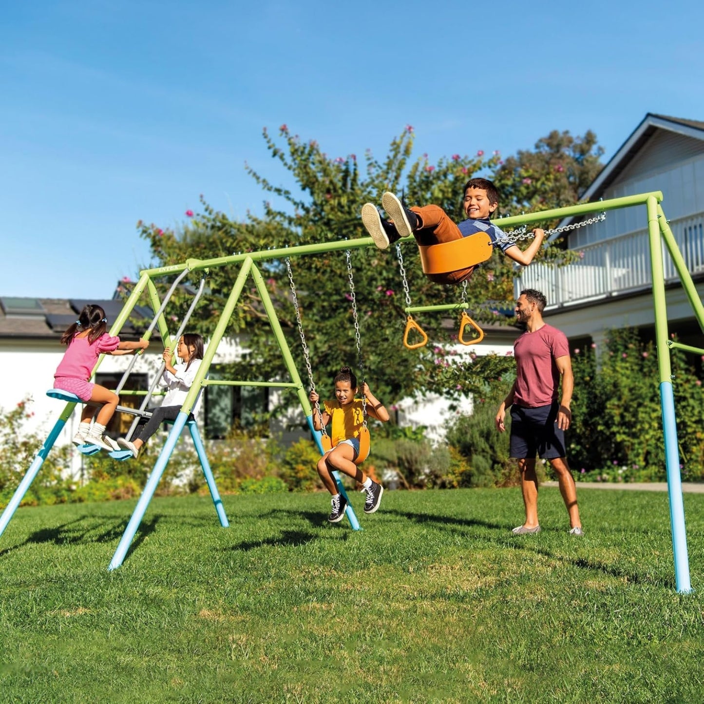 Juego de patio con balancín, 2 hamacas y trapecio intex