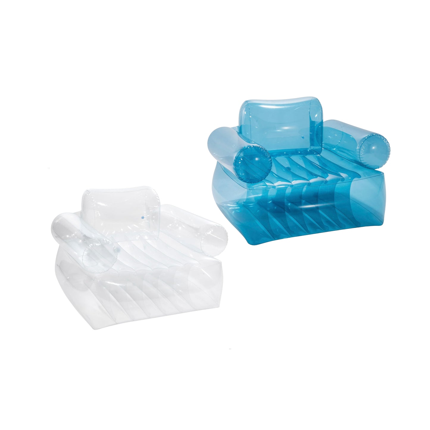SILLÓN INFLABLE TRANSPARENTE CON APOYABRAZOS