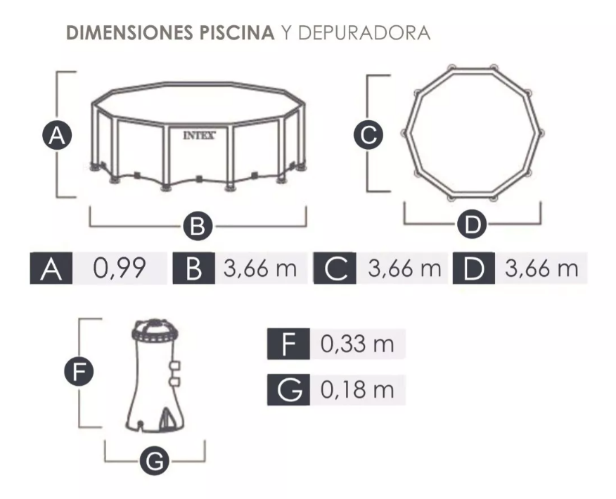 PISCINA ESTRUCTURAL PRISMA FRAME 366x99 cm
