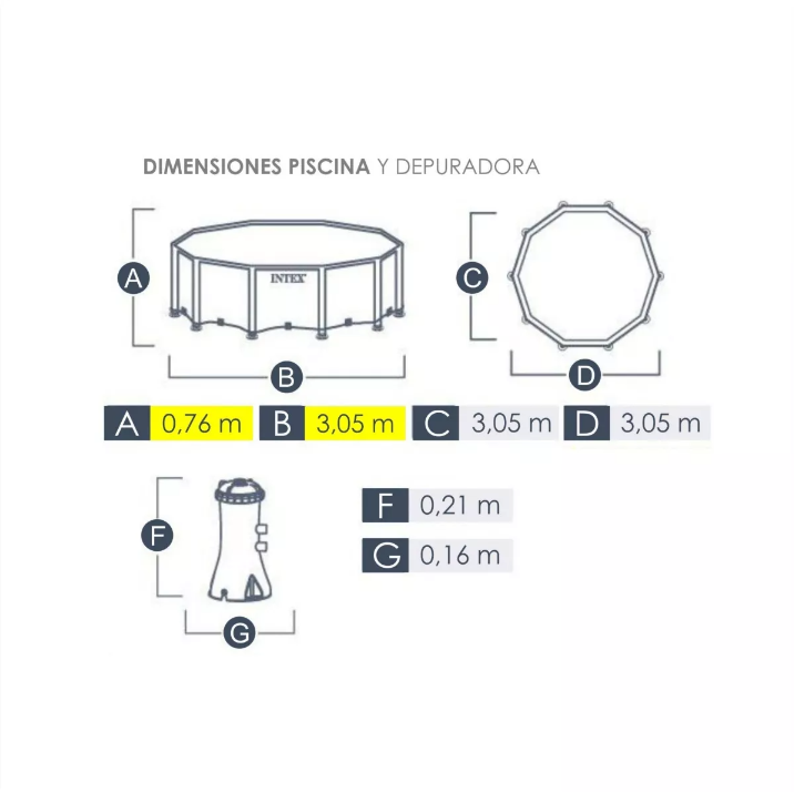 PISCINA ESTRUCTURAL 305 X 76 CM INTEX