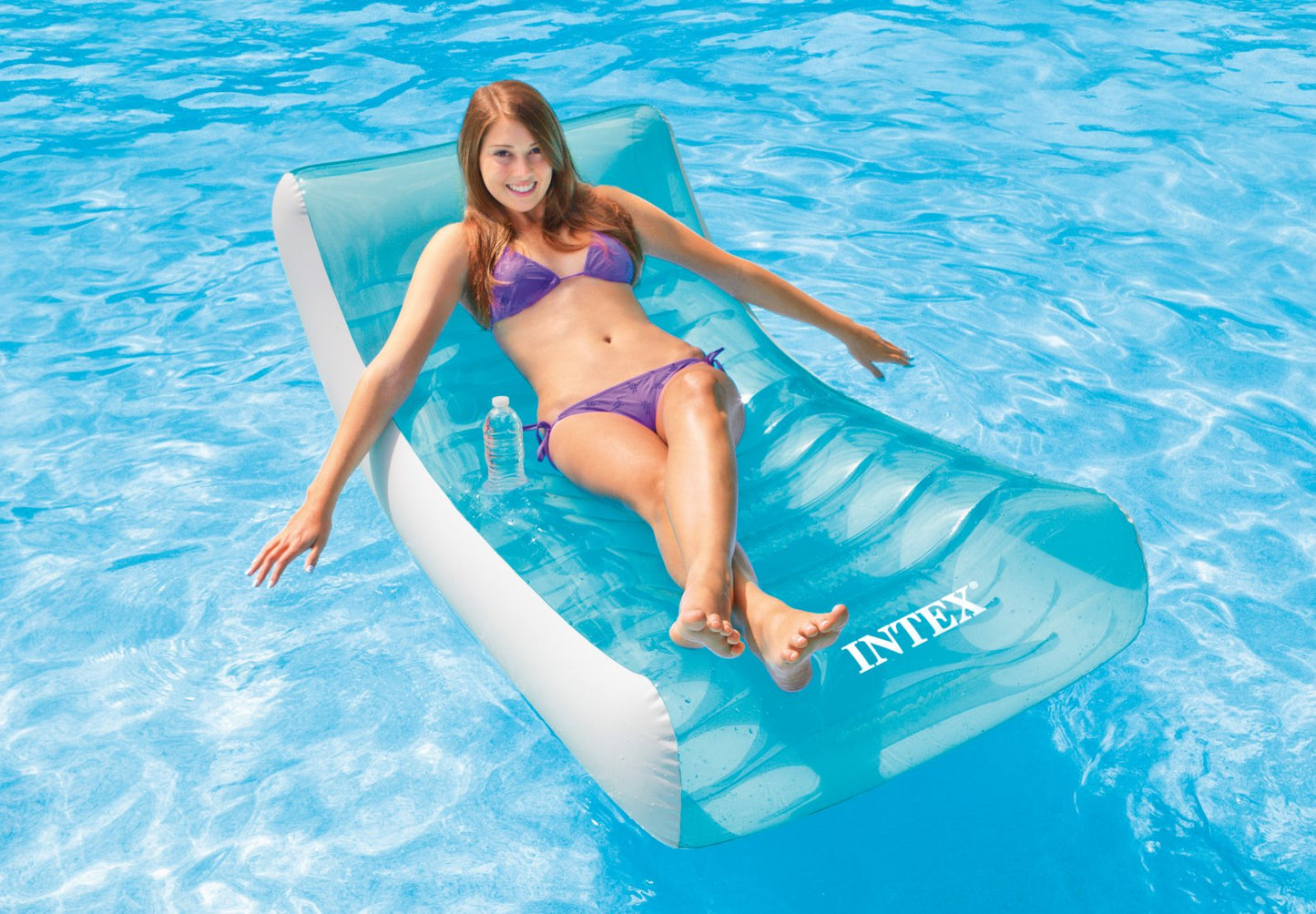 SILLÓN INFLABLE TRANSPARENTE AZUL