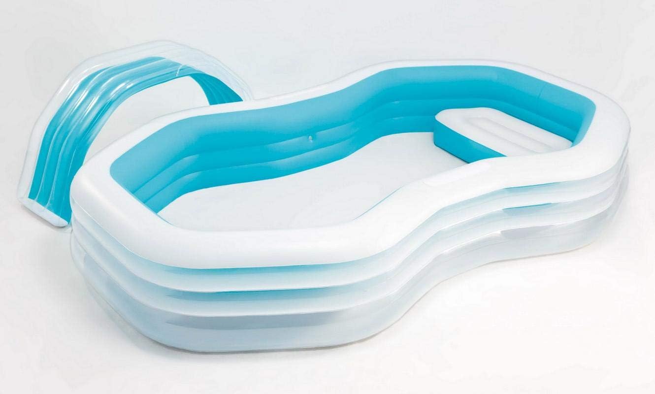 PISCINA FAMILIAR INFLABLE CON ASIENTO Y TECHO EN EL MEDIO