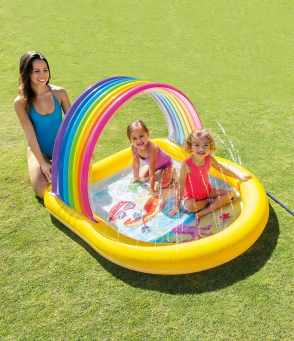 PISCINA CON TECHO ARCOÍRIS AMARILLA