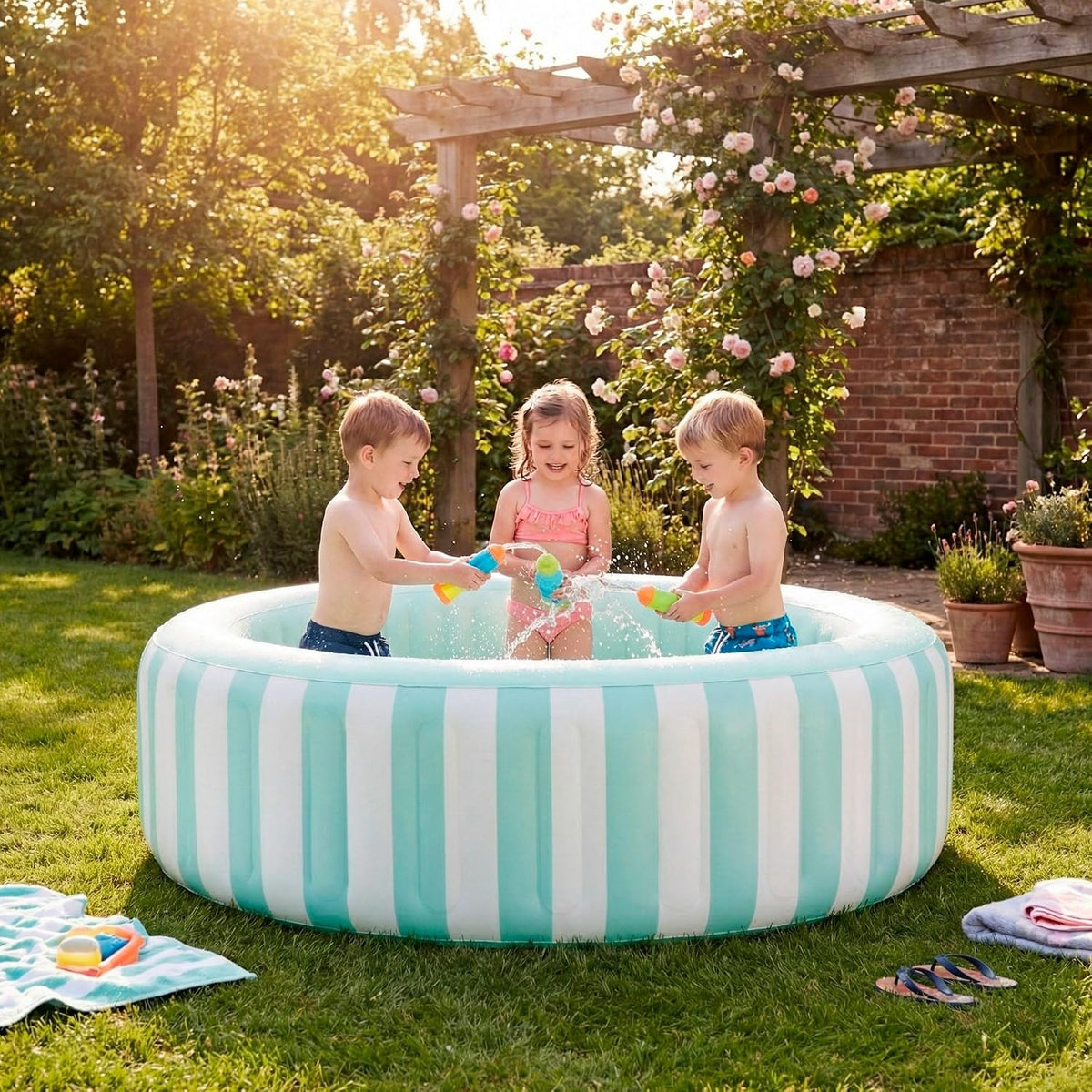 Piscina infantil inflable rayada intex