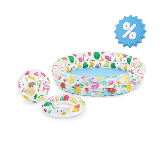 PISCINA INFLABLE CON SALVAVIDAS Y PELOTA INTEX