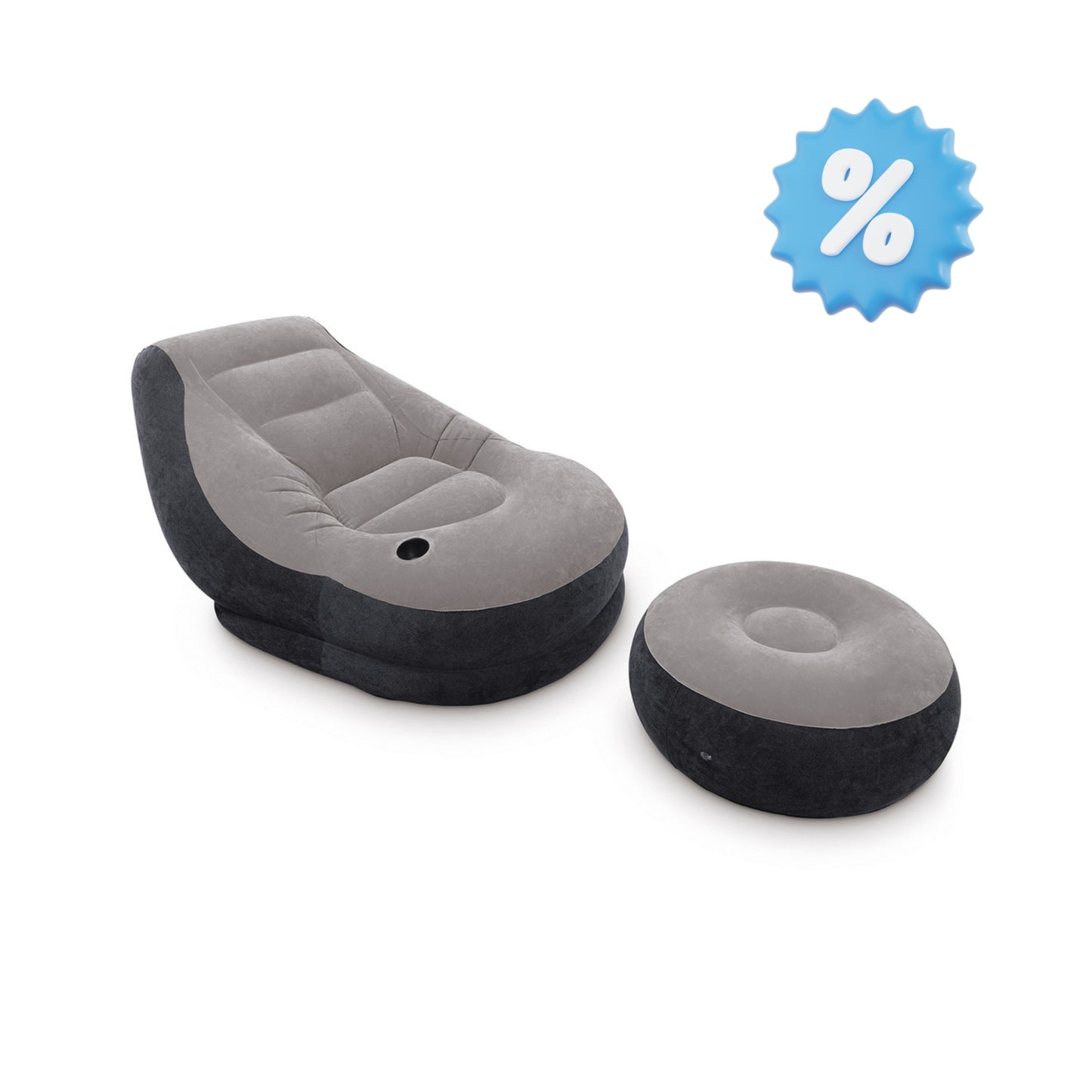 SILLÓN  INFLABLE CON APOYA PIES Y POSA VASO