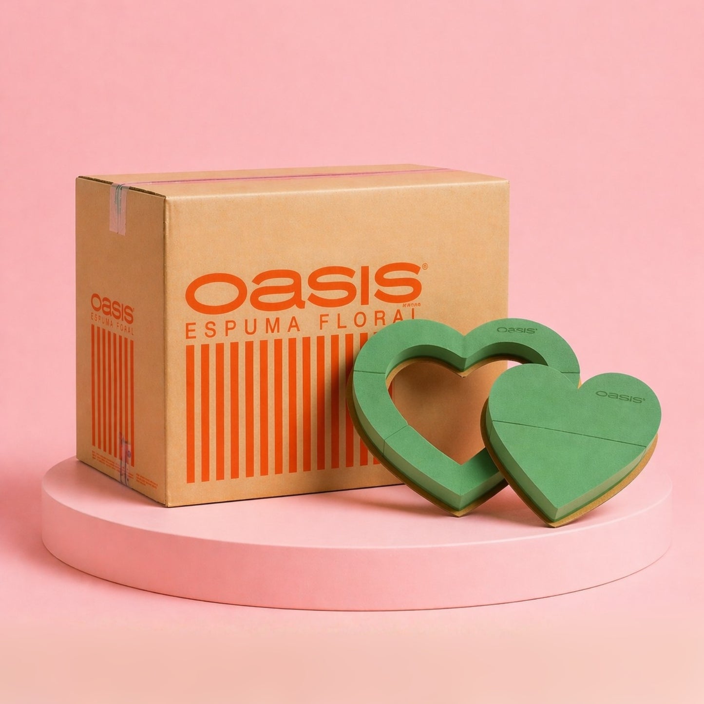 CAJA CON 4 PACK DE CORAZÓNES CON BASE MDF