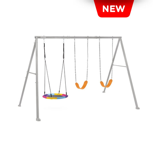 Juego de Patio de color gris con nido y 2 hamacas intex